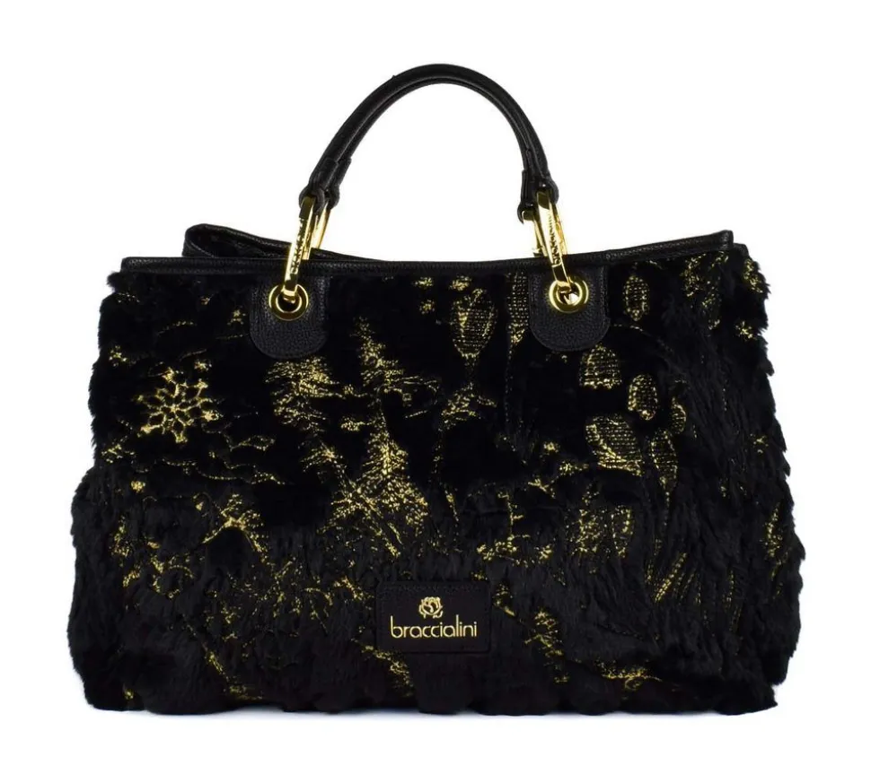 Cheap Braccialini Borsa a mano Beth Fur Nera Nero