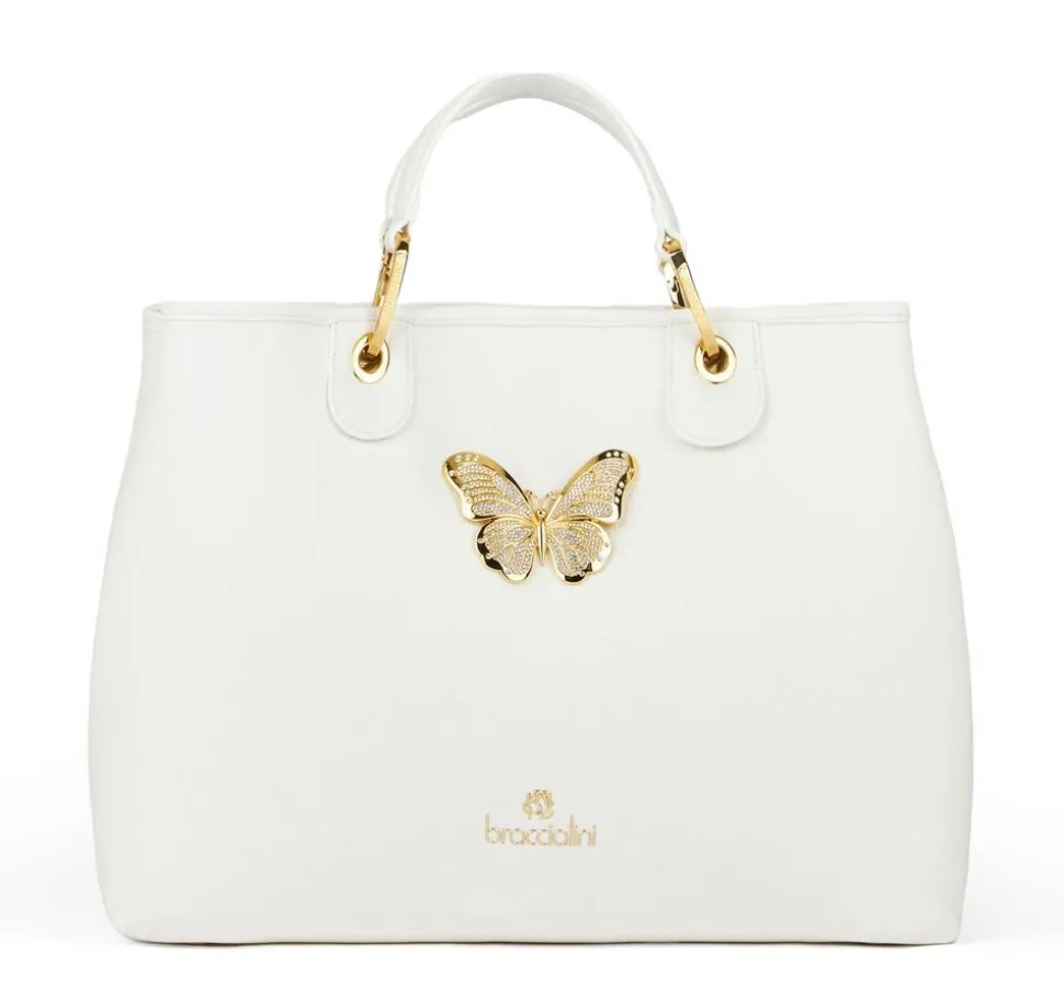 New Braccialini Borsa a mano Beth Jewels Bianca Bianco