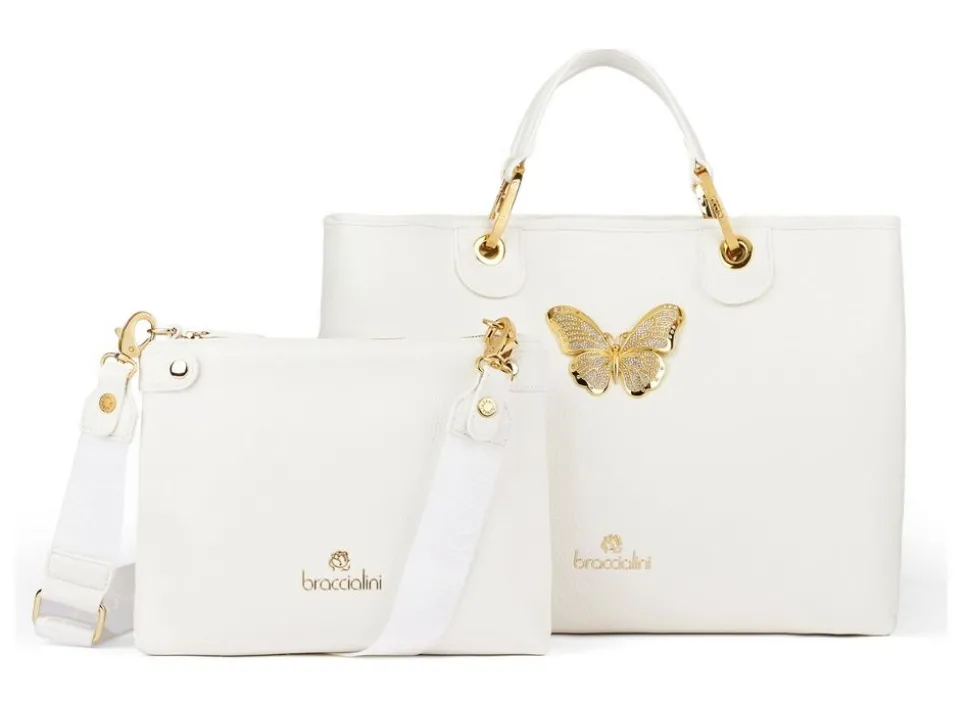 New Braccialini Borsa a mano Beth Jewels Bianca Bianco