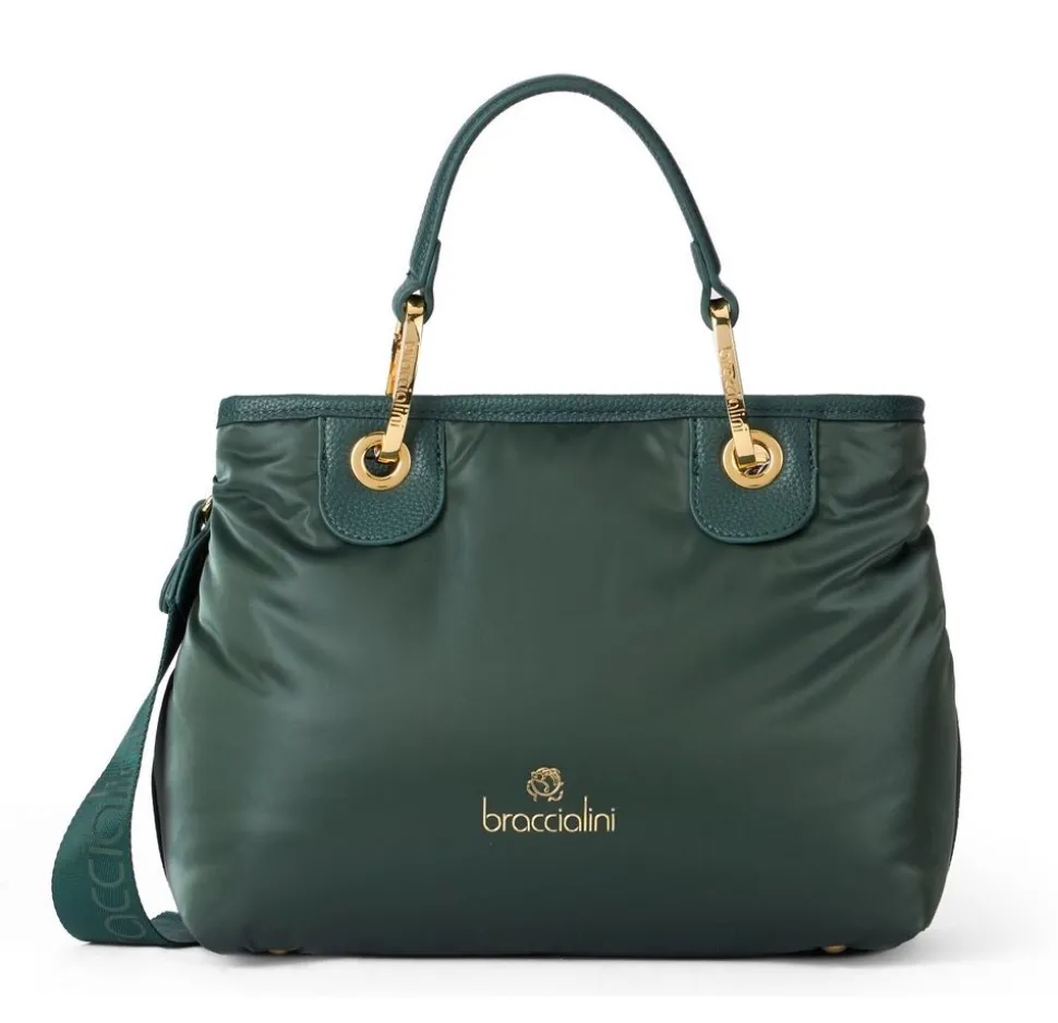 Shop Braccialini Borsa a mano piccola Beth Puffy Verde