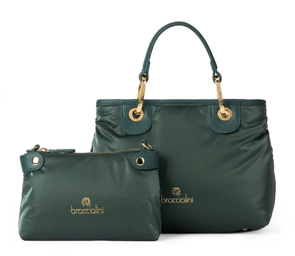 Shop Braccialini Borsa a mano piccola Beth Puffy Verde