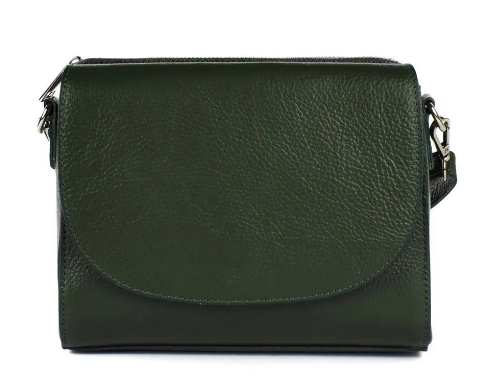 New Pronto Moda Borsa a tracolla in pelle 20008 Verde Scuro VerdeScuro