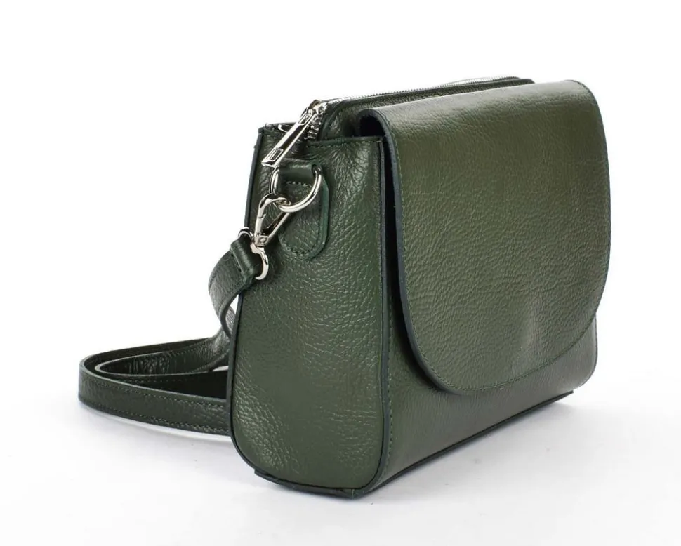 New Pronto Moda Borsa a tracolla in pelle 20008 Verde Scuro VerdeScuro
