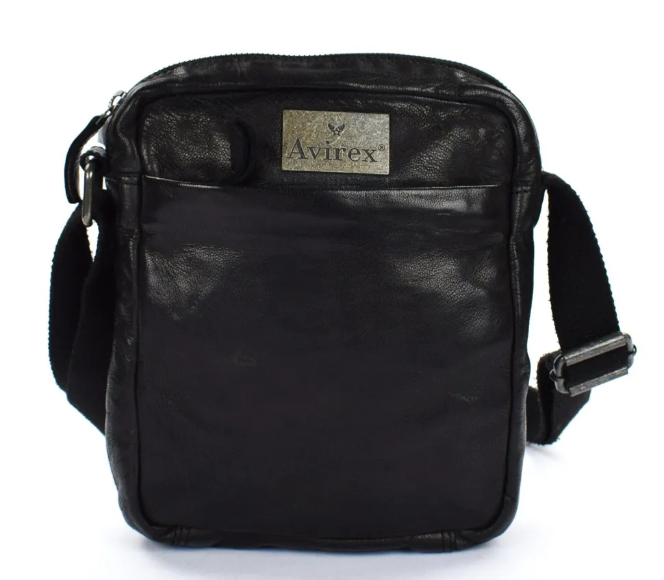 Discount Avirex Borsa tracolla uomo in pelle Mayday MDY02 Black