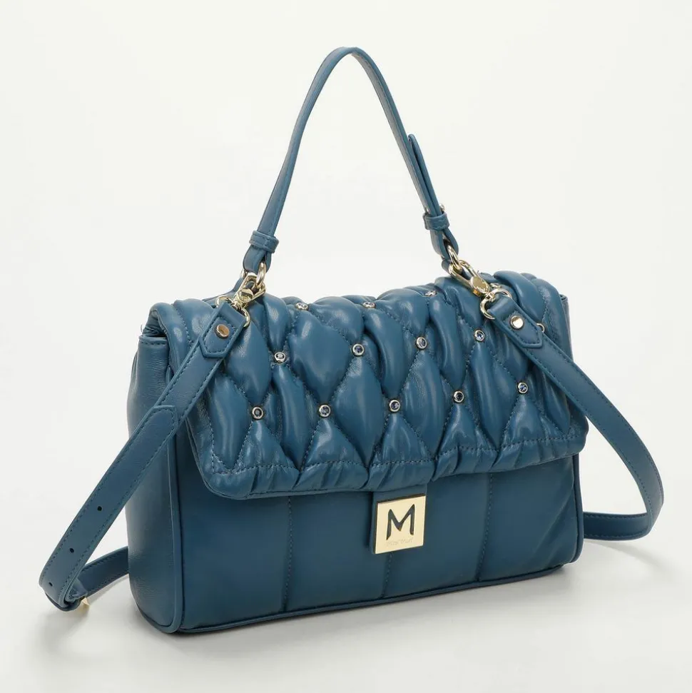 Hot Mimì-Muà Borsa trapuntata con strass Ottanio