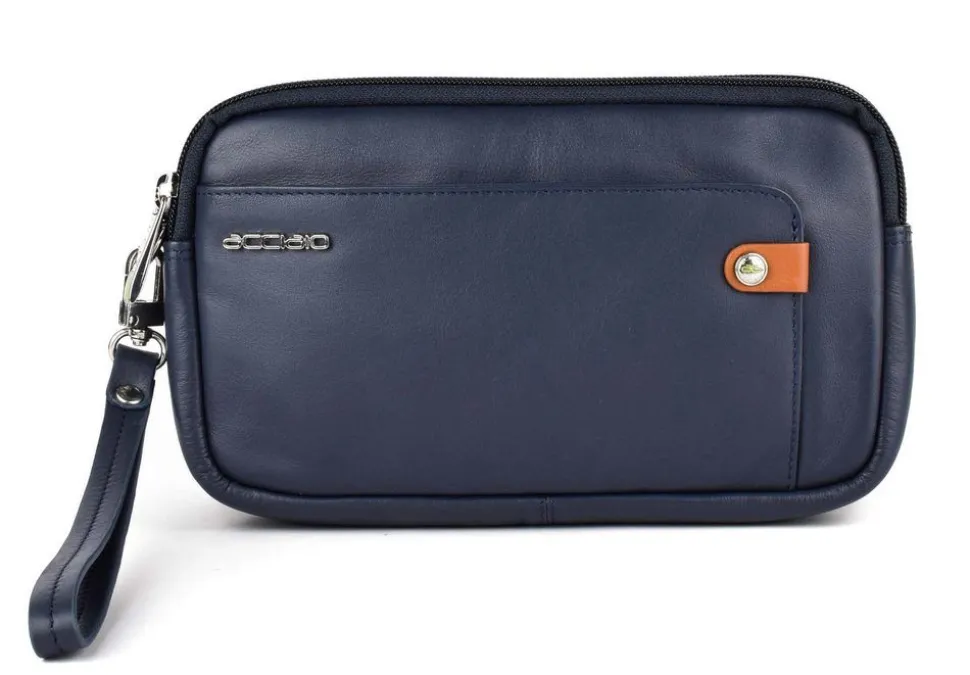 Cheap Acciaio Borsa uomo a mano 8482 Blu