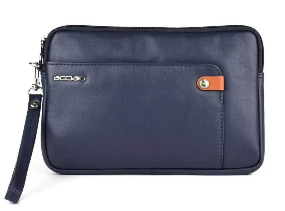 New Acciaio Borsa uomo a mano 8481 Blu