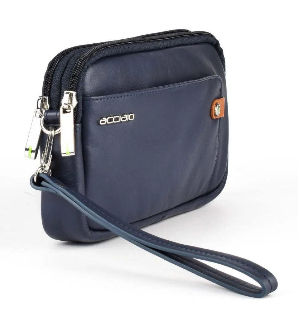 Cheap Acciaio Borsa uomo a mano 8482 Blu