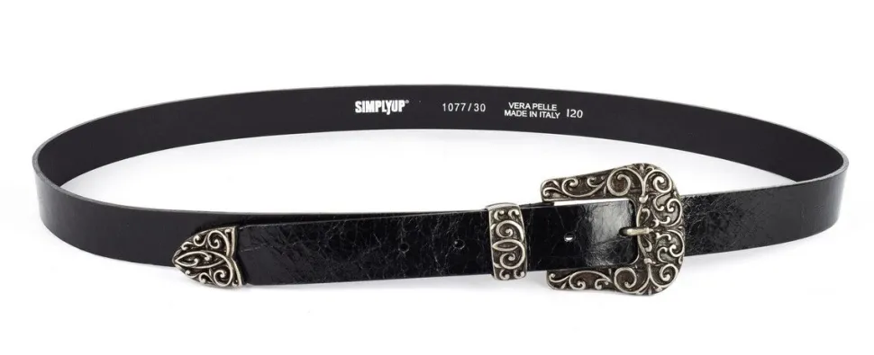 Cheap SIMPLYUP Cintura donna in pelle 1077 Nera