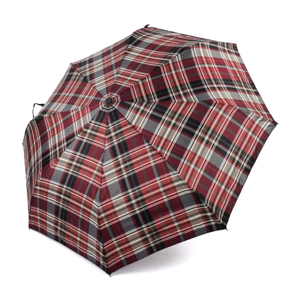 Hot SIMPLYUP Ombrello pieghevole automatico apri/chiudi 5301 Scozzese Bordeaux