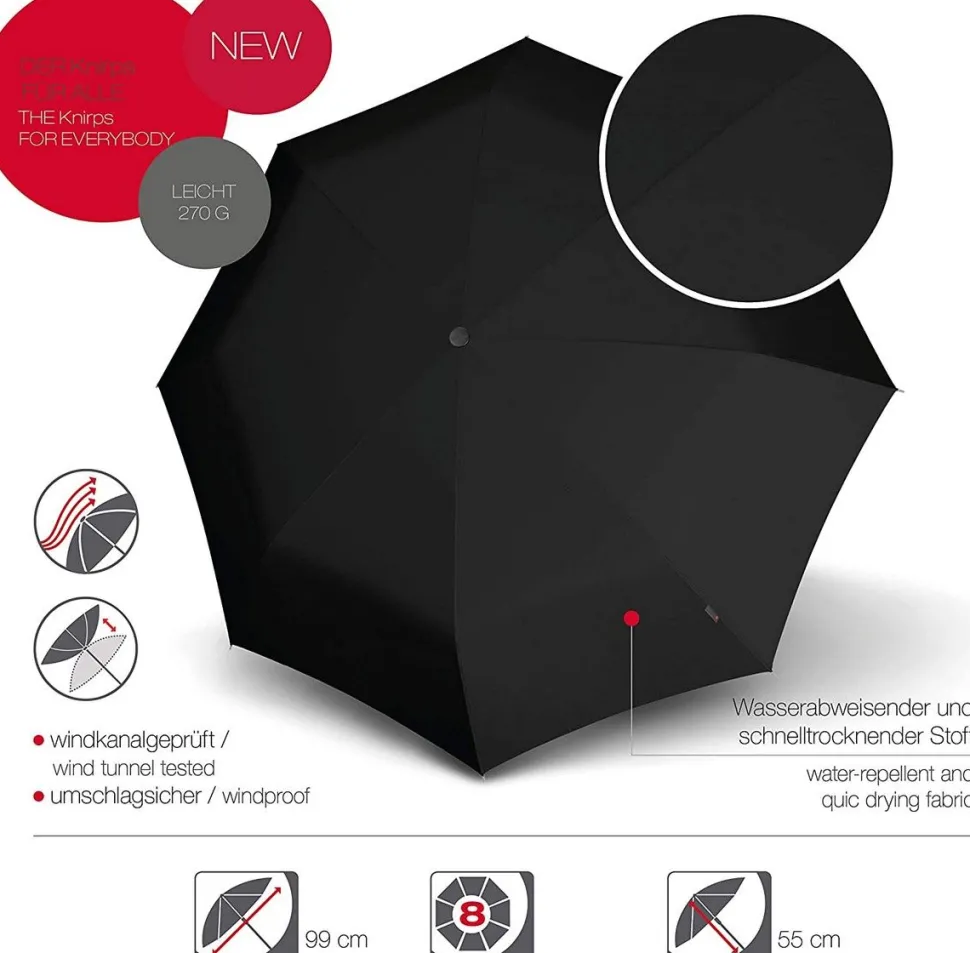 ombrello_pieghevole_manuale_knirps_a_nero_3.webp Shop Knirps Ombrello pieghevole manuale A.050 Nero Black