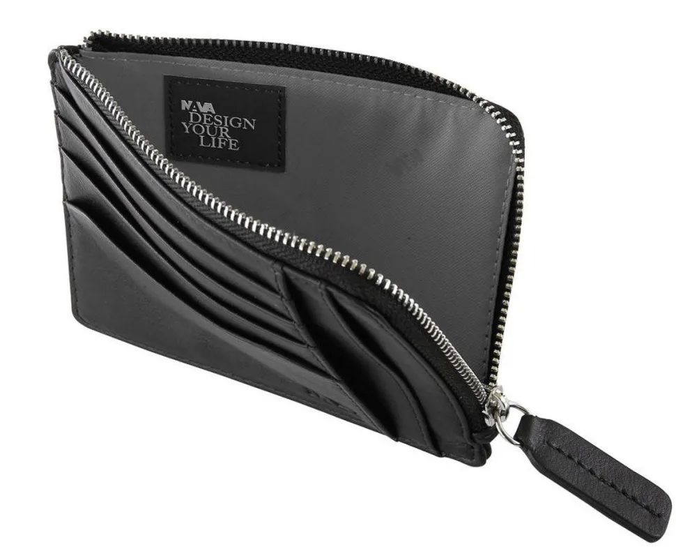 Store Nava Portadocumenti piatto con zip Smooth 422 Nero