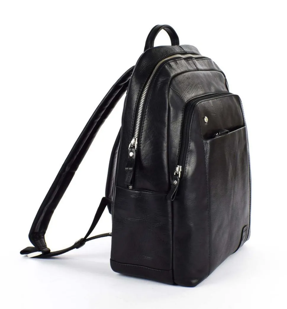 Fashion Acciaio Zaino lavoro in pelle 8377 Nero